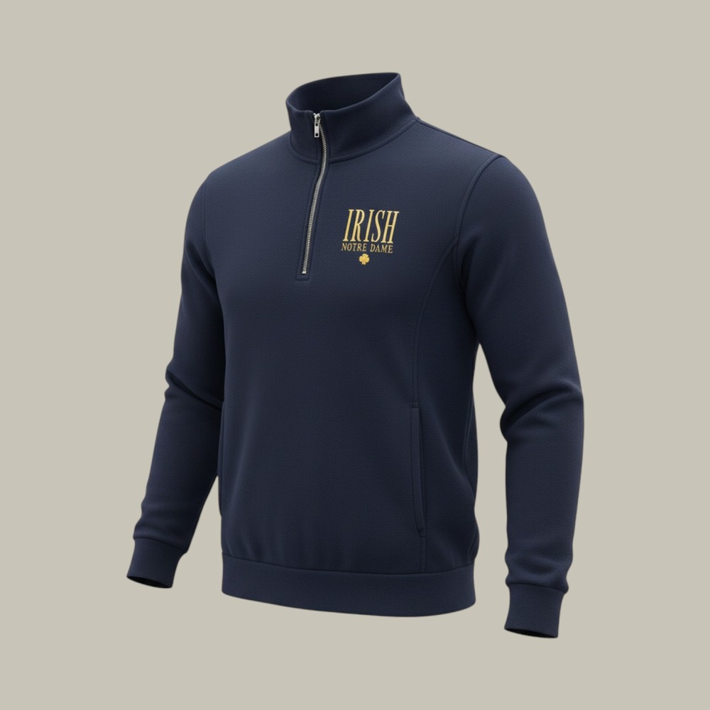 Fall Rush Notre Dame Fighting Irish Navy Blue Quarter Zip Sweatshirt Womens L
